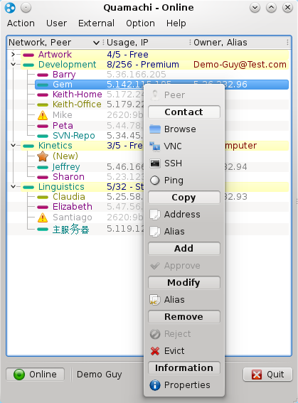 Quamachi is a Hamachi GUI for Linux.